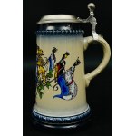 Decorative set of 5 beer mugs with lids