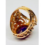 Gold ring with amethyst , filigree technique