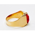 Złoty pierścionek z rubinem syntetycznym