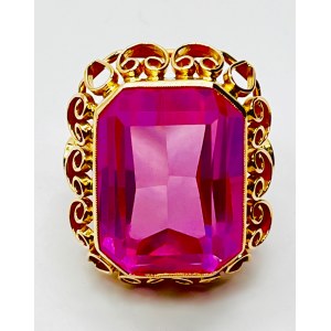 Gold ring with synthetic ruby 14.39 g