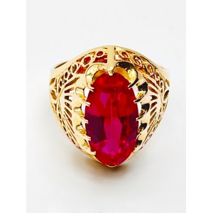 Gold ring with synthetic ruby