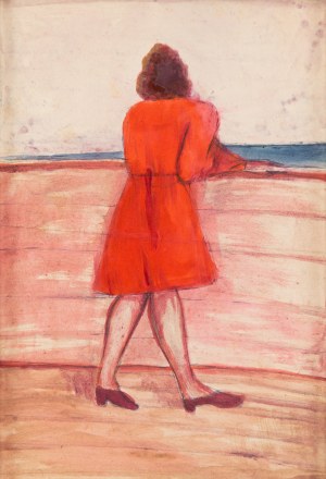 Jerzy Nowosielski (ur. 1943), Kobieta w czerwonej sukience , 1948