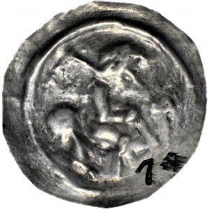RRR-, Mieszko III Stary 1173-1202, Gniezno, Brakteat łaciński, Książę Z PROPORCEM, nieopisany