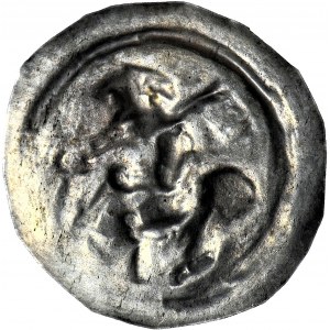 RRR-, Mieszko III Stary 1173-1202, Gniezno, Brakteat łaciński, Książę Z PROPORCEM, nieopisany