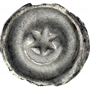 R-, Brakteat, przełom XIII-XIV w., Gwiazda nad półksiężycem