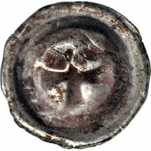 RR-, Zakon Krzyżacki, Brakteat, koniec XIII w., Krzyż grecki nad nim szarfa lub strzała