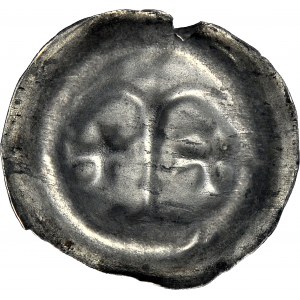 R-, Zakon Krzyżacki, Brakteat, koniec XIII w., Krzyże greckie pod arkadami, nad nimi kula