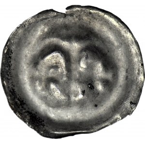 R-, Zakon Krzyżacki, Brakteat, koniec XIII w., Krzyże greckie pod arkadami, nad nimi kula