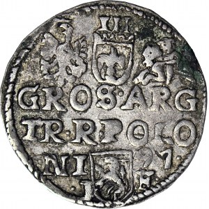 R-, Zygmunt III Waza, Trojak Lublin 1597, bez znaku i monogramu