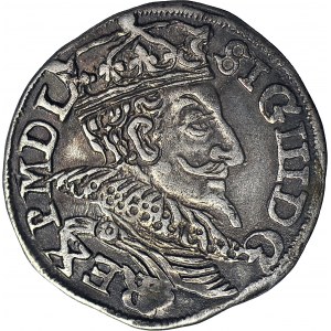 R-, Zygmunt III Waza, Trojak Lublin 1598, OBIE KRYZY, pełna data, bez L