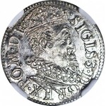 R-, Zygmunt III Waza, Trojak 1619, Ryga, Z LISEM, rzadki, R3, menniczy