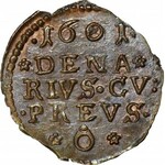 RRR-, Zygmunt III Waza, Denar miedziany 1601 Malbork/Gdańsk PRÓBA?, menniczy, R*