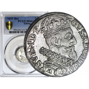 R-, Gustaw II Adolf, Trojak 1631, Elbląg, menniczy