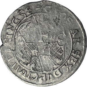 RRR-, Karol X Gustaw, okupacja Elbląga, Szóstak 1658, CIVII, duże krzyże,R6