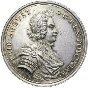 RR,- August II Mocny. Medal Koronacyjny 1697, bardzo rzadki