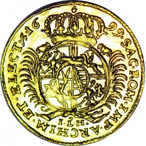 R-, August II Mocny, Półdukat 1699 Drezno, piękny