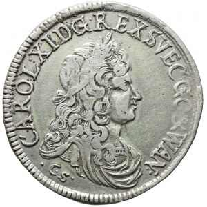 R-, Pomorze, Karol XI Gustaw, 2/3 Talara 1681, Szczecin, rzadkie