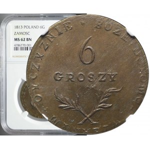 RR-, Oblężenie Zamościa, 6 groszy 1813, Zamość, mennicze