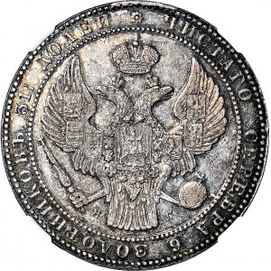 Zabór Rosyjski, 10 złotych = 1 1/2 rubla 1837, NG, Petersburg, niski nakład, piękne