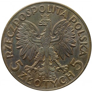 R-, Próba, 5 złotych 1933 Głowa Kobiety, mennicze