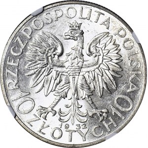 10 złotych 1932 zm. (Warszawa), Głowa, mennicza