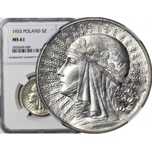 5 złotych 1933, Głowa, mennicza