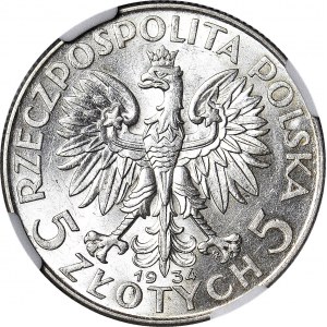 5 złotych 1934, Głowa, mennicza