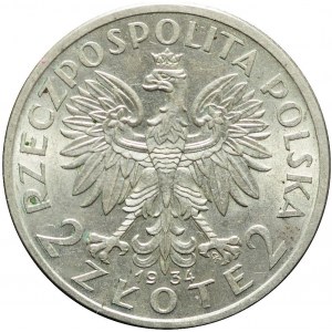 2 złote 1934, Głowa kobiety, Warszawa