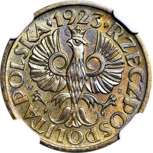 5 groszy 1923 MOSIĄDZ, DUCH, pęknięcia stempla, mennicze