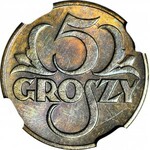 5 groszy 1923 MOSIĄDZ, DUCH, pęknięcia stempla, mennicze