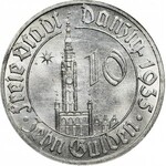 Wolne Miasto Gdańsk, 10 guldenów 1935, Ratusz Gdański, mennicze