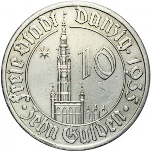 Wolne Miasto Gdańsk, 10 guldenów 1935, Ratusz Gdański, Berlin