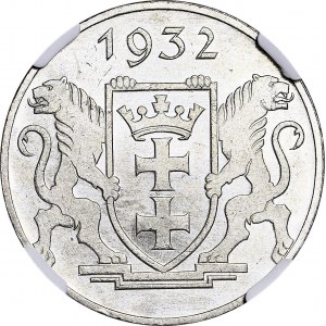 Wolne Miasto Gdańsk, 5 guldenów 1932, Żuraw, WYŚMIENITY