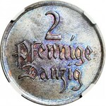 Wolne Miasto Gdańsk, 2 fenigi 1926, mennicze, kolor BN