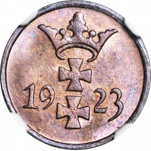 Wolne Miasto Gdańsk, 1 fenig 1923, menniczy, kolor RB