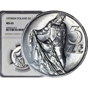 5 złotych 1974 Rybak, delikatne słoneczko