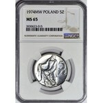 5 złotych 1974 Rybak, delikatne słoneczko