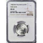 RR-, 1 złoty 1982 wąska data, b. rzadkie