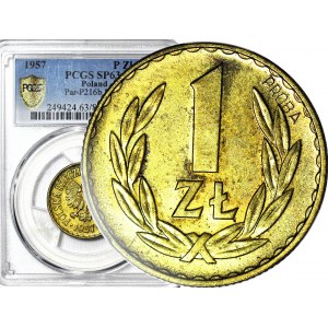 RR-, 1 złoty 1957 PRÓBA najrzadszej złotówki, MOSIĄDZ, nakład 100 szt.