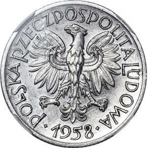 RRR-, 1 złoty 1958, PRÓBA TECHNOLOGICZNA, Aluminium, jedyny egzemplarz na rynku