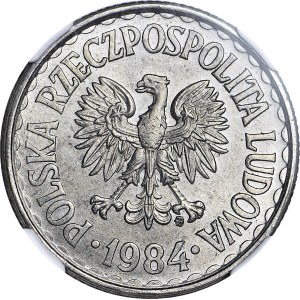 RR-, 1 złoty 1984 PRÓBA TECHNOLOGICZNA, miedzionikiel (MN), baz napisu
