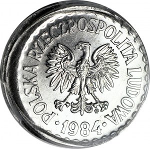 RR-, 1 złoty 1984, mennicze, niecentryczne bicie, DESTRUKT