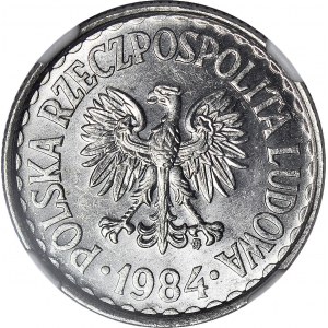 R-, 1 złoty 1984, ODWROTKA 195 stopni, rzadkie