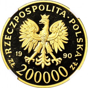 200.000 złotych 1990, Duża Solidarność, 39 mm, tylko 2 szt.