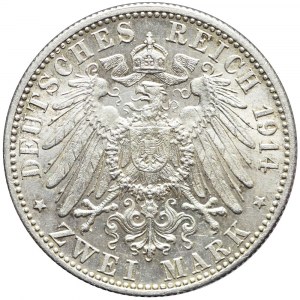 Niemcy, Wirtembergia, 2 marki 1914, Wilhelm II