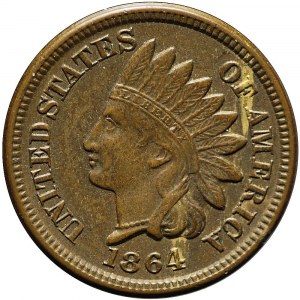 USA, 1 cent 1864, Filadelfia, menniczy