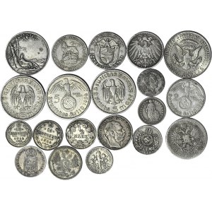 Lot 20 szt. monet srebrnych Świat
