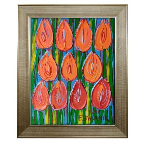 Edward Dwurnik, Pomarańczowe tulipany 24x30 cm