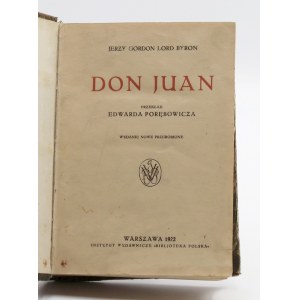 Byron, George Gordon, Don Juan. Translated by Edward Porębowicz. New reworked edition.