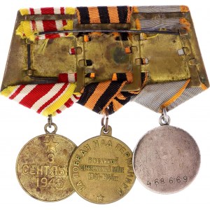 Russia - USSR Medal Bar with 3 Medals with Docs per Woman 1938 -1945